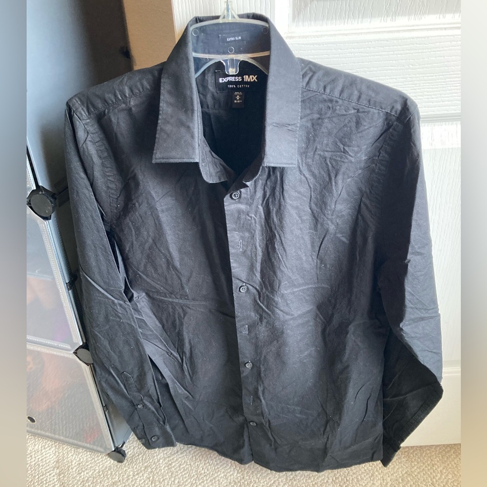 Express Men Black Button Down Shirt.